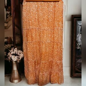 Orvis Ruffle Tiered Pullup Maxi Skirt Size S